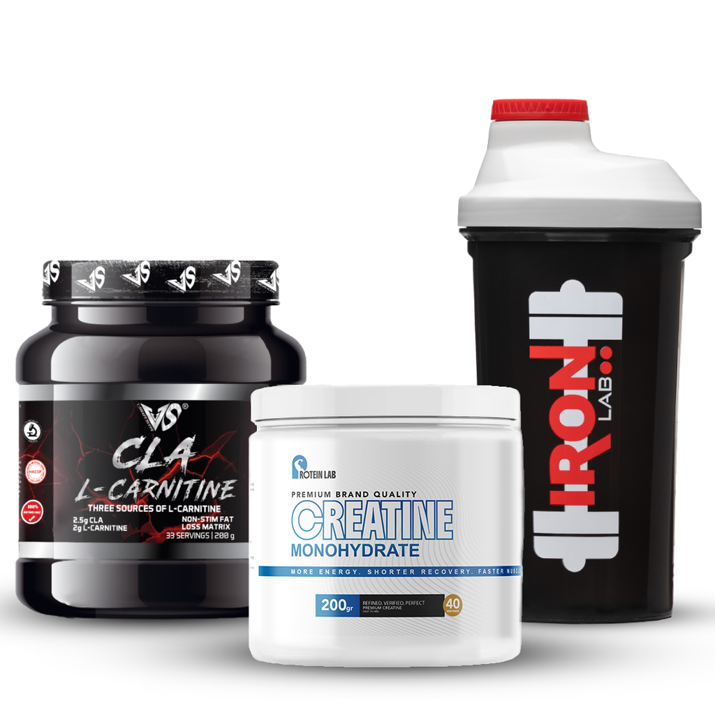 Pack V-Shape : CLA & L-Carnitine 200g + Créatine Monohydrate 200g – Protein Lab + Shaker