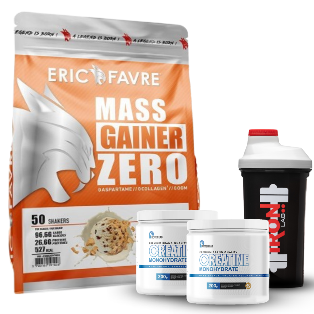 Pack Eric Favre : Mass Gainer 7 kg + 2 x Créatine Monohydrate 200g – Protein Lab + Shaker