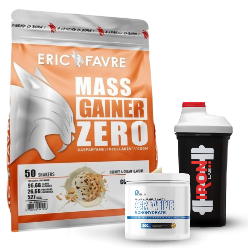 Pack Eric Favre : Mass Gainer 7 kg + Créatine Monohydrate 200g – Protein Lab + Shaker