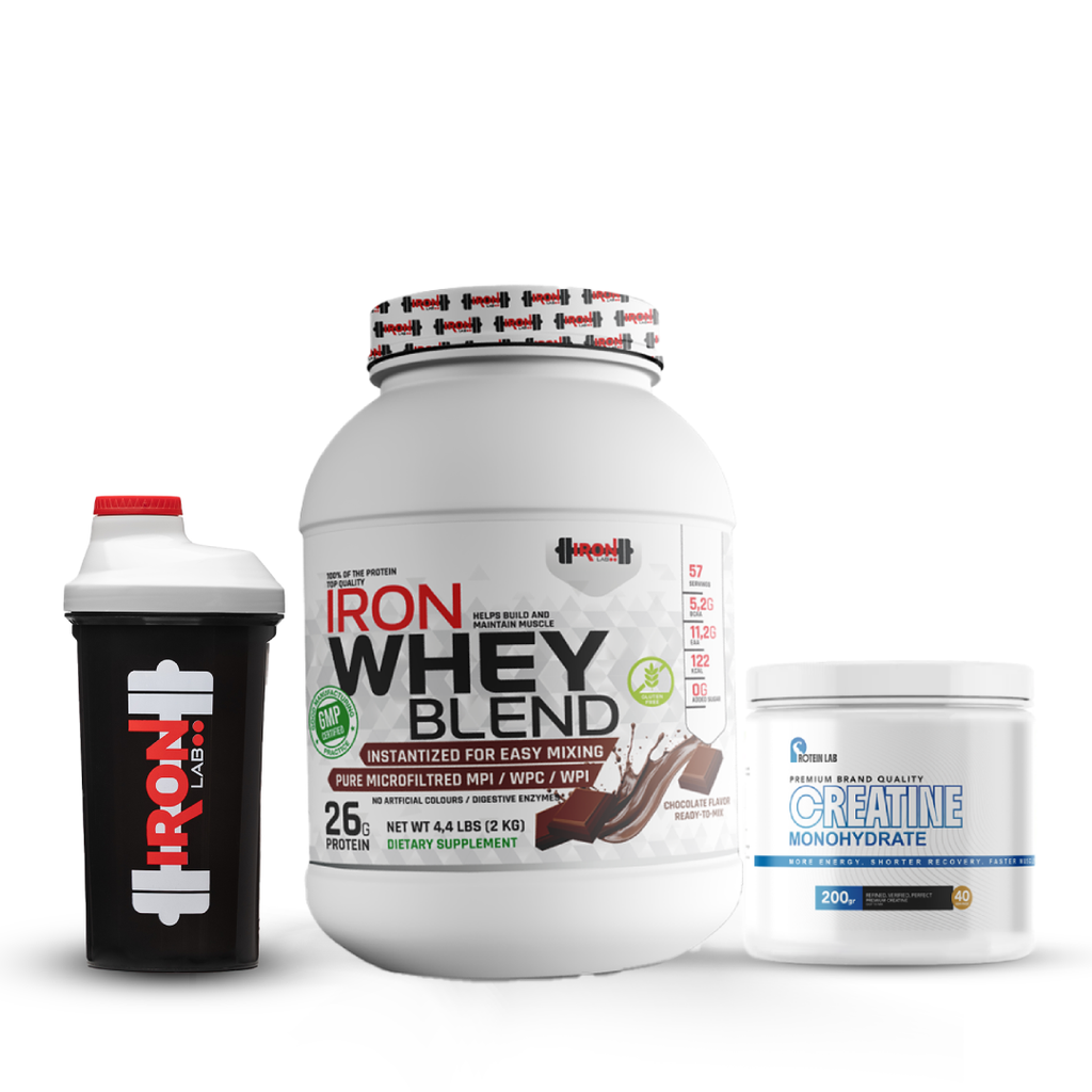 Pack Whey Blend 2 kg  + Shaker | Iron Lab + Créatine Monohydrate 200 g | Protein Lab