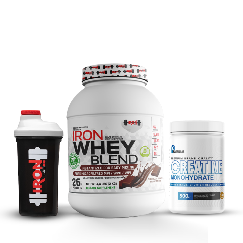 Pack Whey Blend 2 kg  + Shaker | Iron Lab + Créatine Monohydrate 500 g | Protein Lab