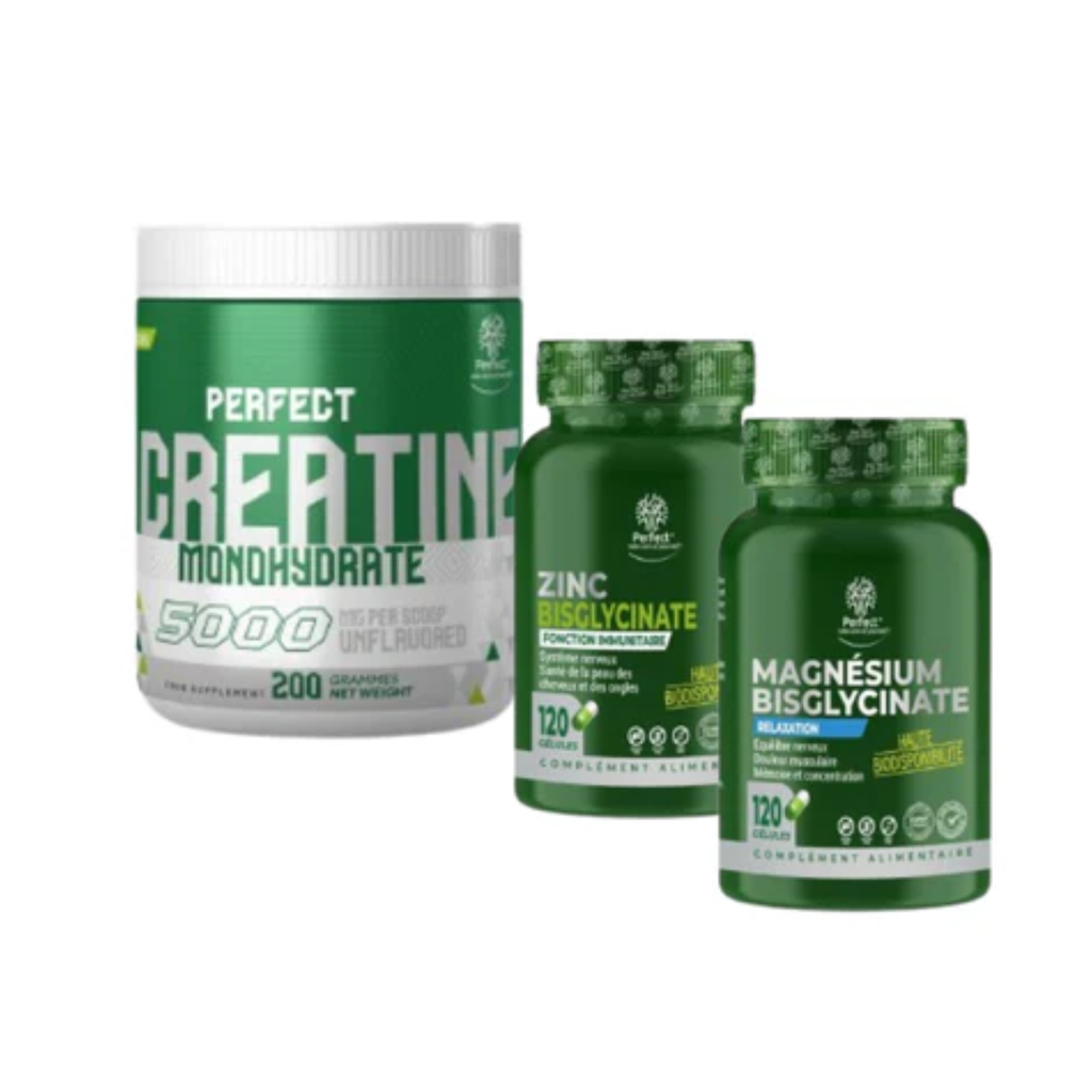 Pack Creatine 200 g + Zinc 120 caps + Magnesium 120 caps – Perfect Nutrition