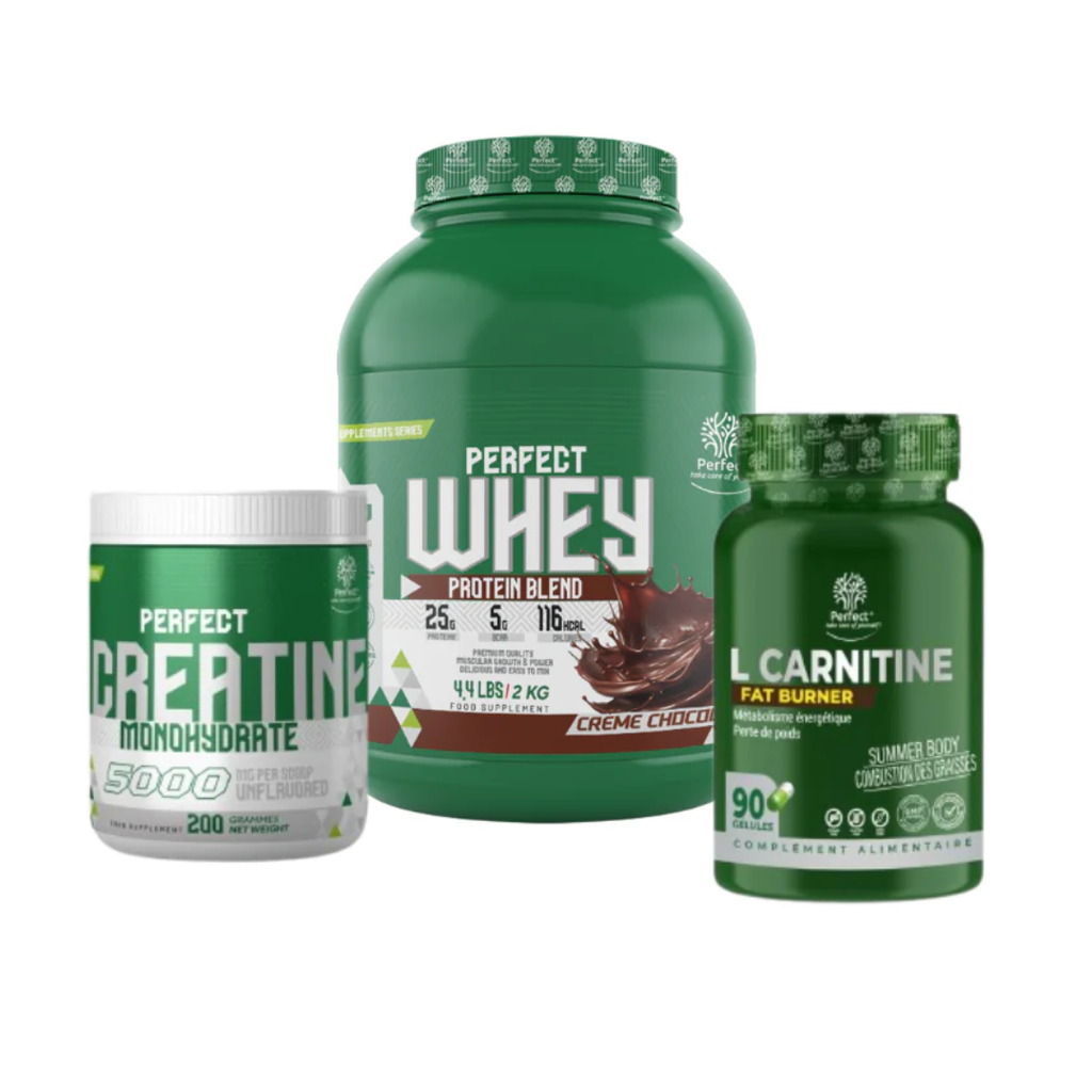 Pack Whey 2 kg + Creatine 200 g + L-Carnitine 120 caps – Perfect Nutrition