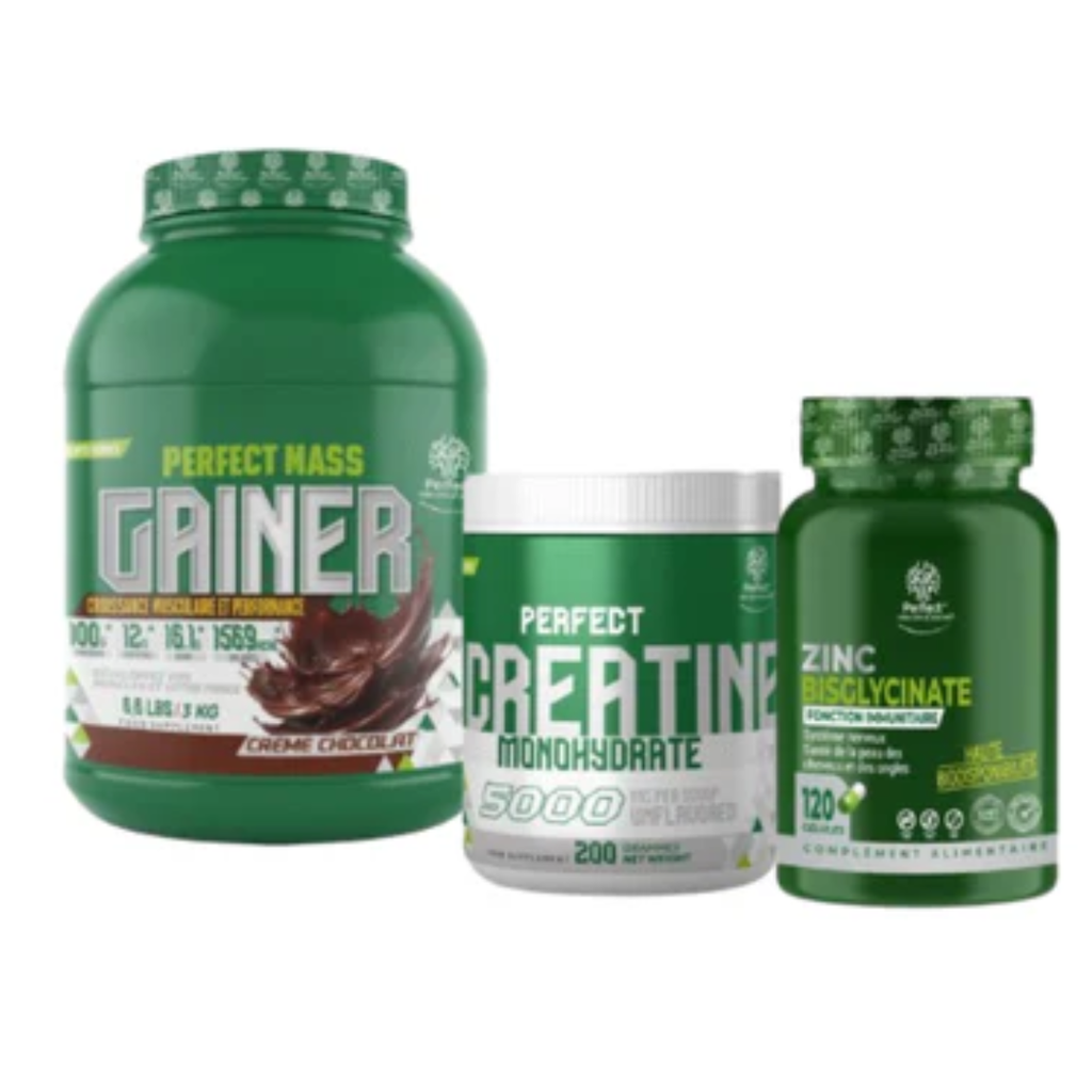 Pack Mass Gainer 3 kg + Creatine 200 g + Zinc Bisglycinate 120 caps – Perfect Nutrition