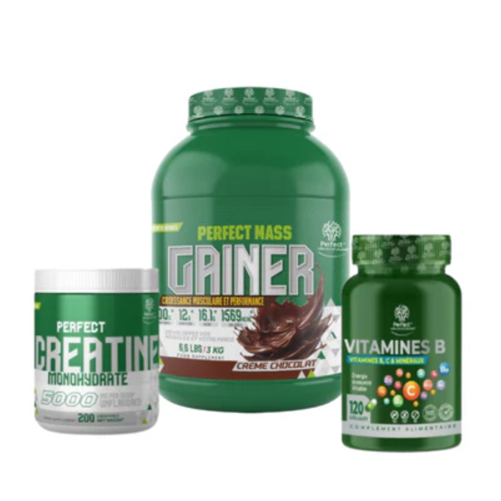 Pack Mass Gainer 3 kg + Creatine 200 g + Vitamine B 120 caps – Perfect Nutrition