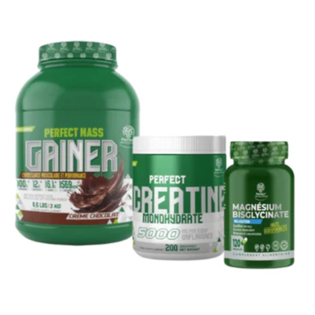 Pack Mass Gainer 3 kg + Creatine 200 g + Magnesium Bisglycinate 120 caps – Perfect Nutrition