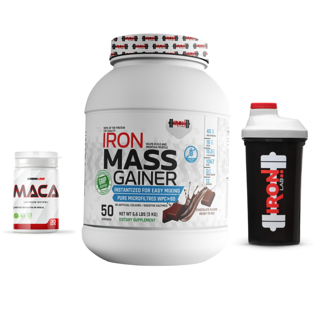Pack Iron mass gainer 3Kg + Maca + shaker