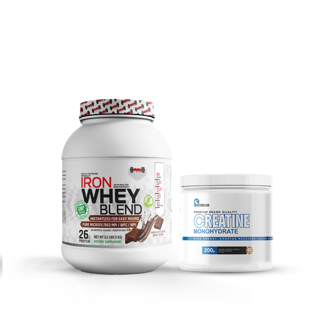 Pack Whey Blend 1 kg  + Shaker | Iron Lab + Créatine Monohydrate 200 g | Protein Lab