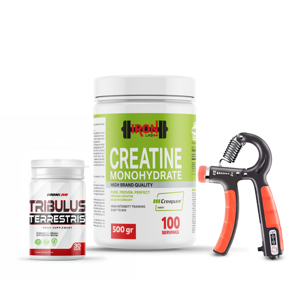 Pack Créatine Creapure® 500 g + Tribulus Terrestris + Hand Grip Pro